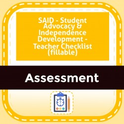 SAID - Student Advocacy & Independence Development - Teacher Checklist (fillable)