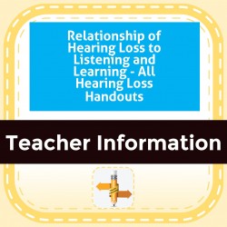 Relationship of Hearing Loss to Listening and Learning - All Hearing Loss Handouts