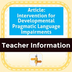 Article: Intervention for Developmental Pragmatic Language Impairments