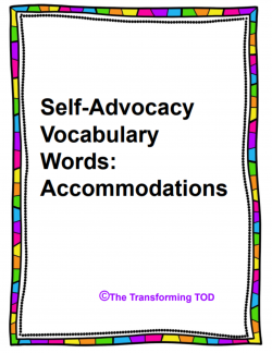 Self-Advocacy Vocabulary Words: Vocabulary Related to Accommodations