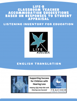 LIFE-R Classroom Teacher Accommodation Suggestions based on responses to Student Appraisal