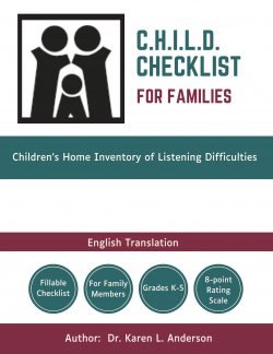 CHILD checklist for families to complete - Children's Home Inventory of Listening Difficulties - fillable